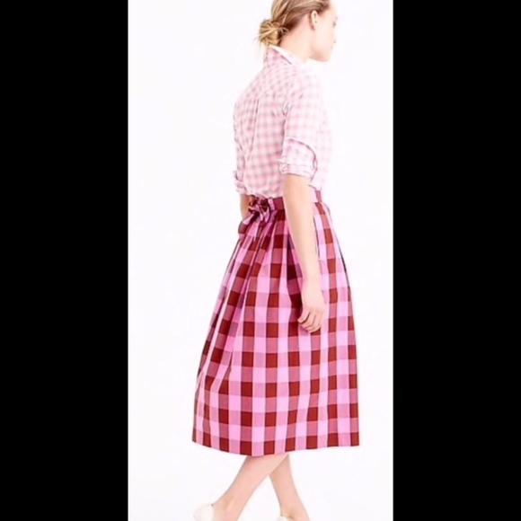 J Crew Cotton Midi Skirt Oversized Gingham Check - Picture 5 of 8